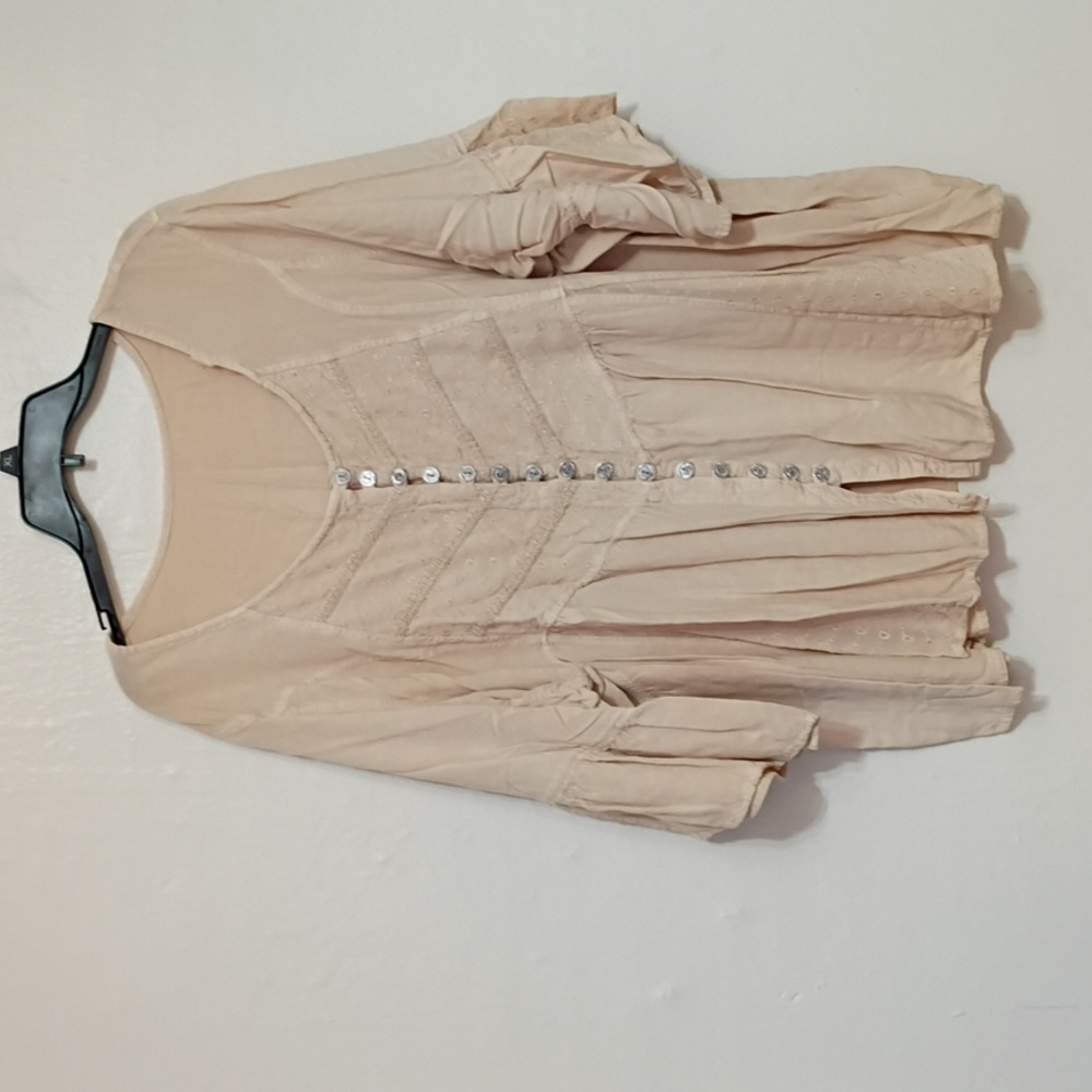 Peachy Boho Button Front Top w Bell Sleeves Size 40w